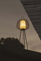 Lámpara de pie de exterior Faro Nara E27 LED marrón oxido IP65 opal 72103-157