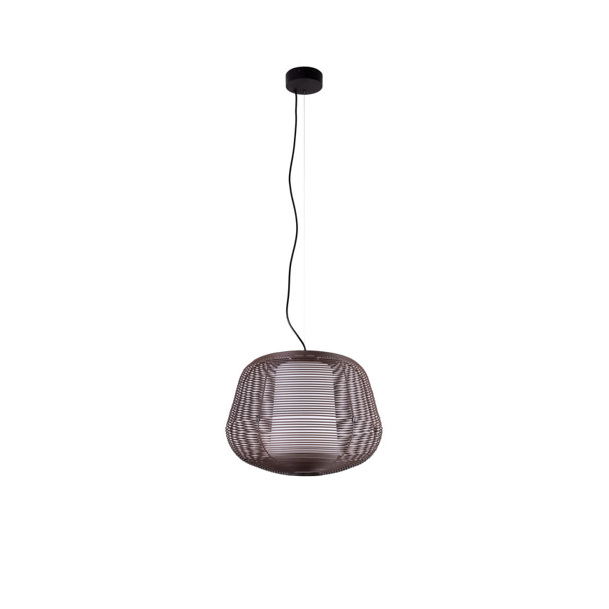 Lámpara colgante de exterior Faro Nara 35cm E27 LED marrón oxido IP65 opal 72104-157