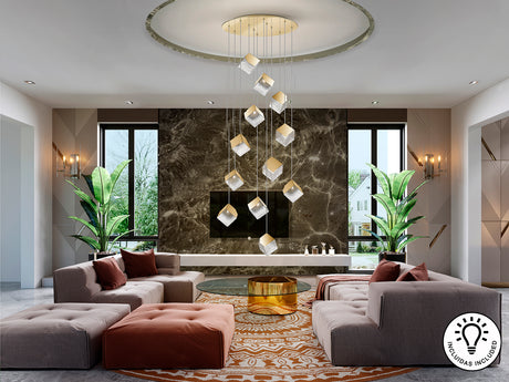 Lámpara de techo colgante Schuller Priscila grande 12 l - ambiente