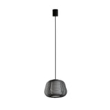 Lámpara colgante de exterior Faro Narita 28cm E27 LED negro IP65 opal con florón 72126-160