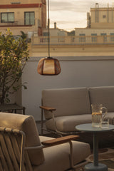 Lámpara colgante de exterior Faro Narita 28cm E27 LED marrón oxido IP65 con florón 72126-161