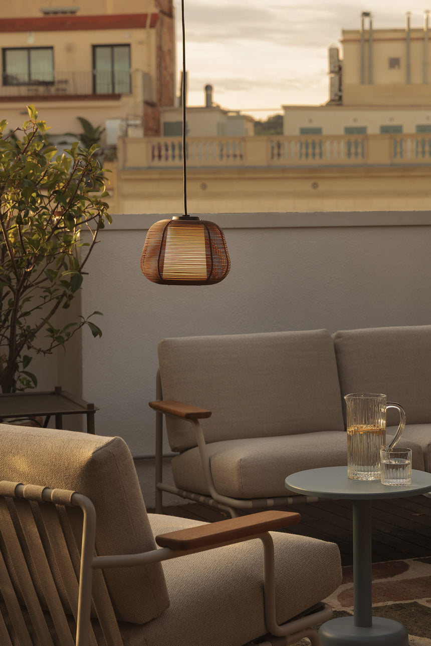 Lámpara colgante de exterior Faro Narita 28cm E27 LED marrón oxido IP65 con florón 72126-161