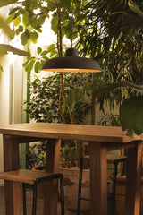 Lámpara colgante de exterior Faro Saga 26cm E27 LED negro IP65 opal con florón 72126-170