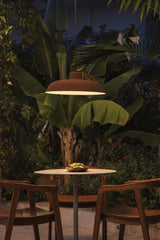 Lámpara colgante de exterior Faro Saga 26cm E27 LED marrón oxido IP65 opal con florón 72126-171 - vista alternativa
