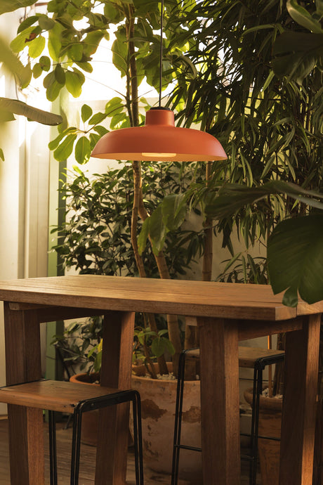 Lámpara colgante de exterior Faro Saga 26cm E27 IP65 opal con florón naranja — ref. 72126-172 (2)