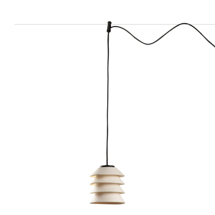 Lámpara colgante de exterior Faro Toba 24cm E27 LED beige IP65 opal sistema 72127-164