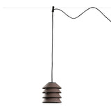 Lámpara colgante de exterior Faro Toba 24cm E27 LED marrón IP65 opal sistema 72127-165