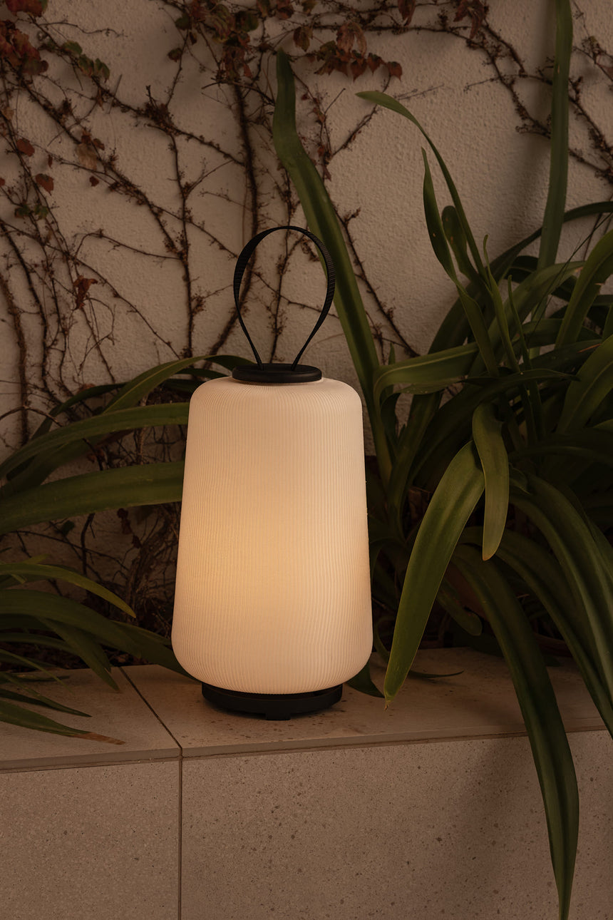 Lámpara de mesa de exterior portátil Faro Muna 34cm E27 LED blanco IP54 opal 72150