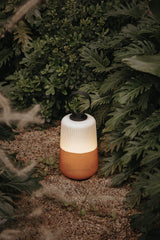 Lámpara de mesa de exterior portátil Faro Muna 34cm E27 LED blanco y naranja IP54 opal 72151