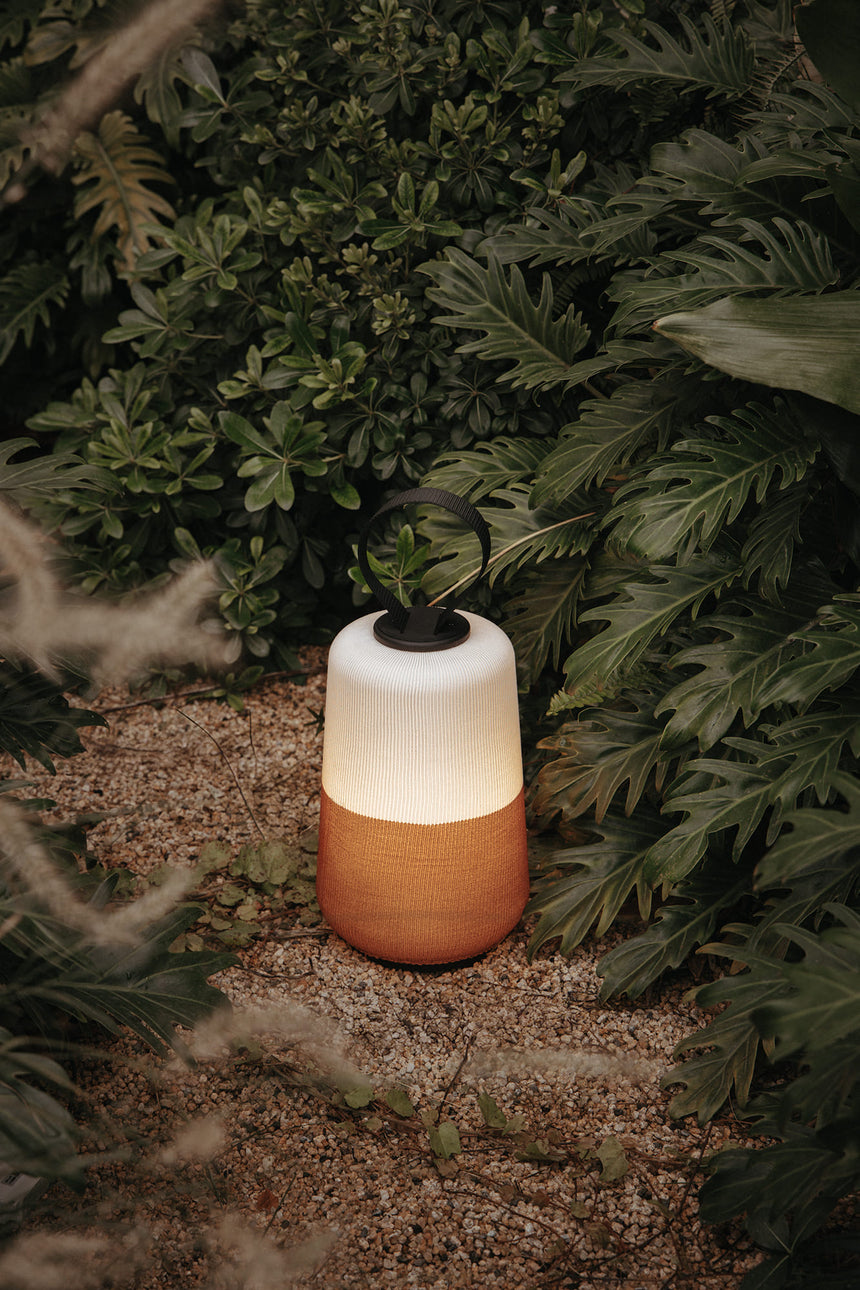 Lámpara de mesa de exterior portátil Faro Muna 34cm E27 LED blanco y naranja IP54 opal 72151