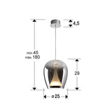 Lámpara de techo colgante Schuller Suspiro cromo y smoke degradado cristal soplado 3000K 724517 dimensiones