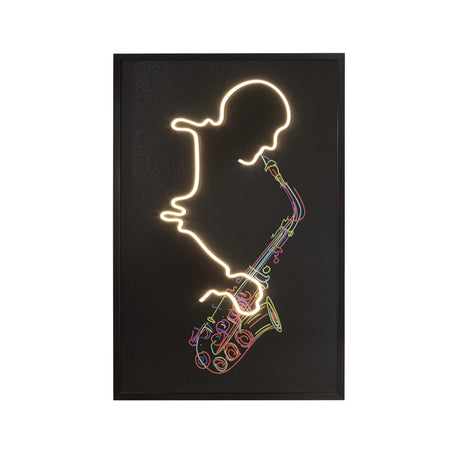 Cuadro con luz LED Schuller Saxofón negro 80x120cm ambiente