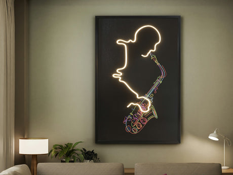 Cuadro con luz LED Schuller Saxofón negro 80x120cm 724739