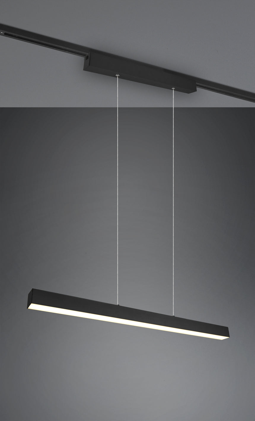 Lámpara de techo colgante Trio DUOline LED negro mate 3000K regulable 180cm 7304