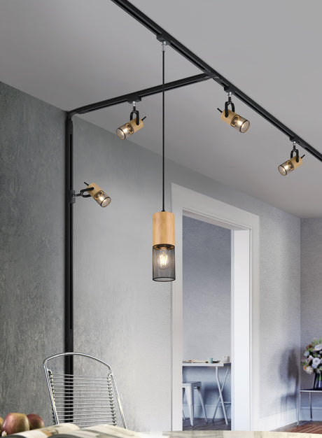 Lámpara de techo colgante Trio DUOline LED negro mate 2700K 180cm 73430132
