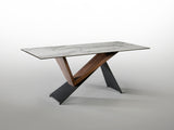 Mesa de comedor Schuller Noa negro y nogal madera 180x7 - vista 5