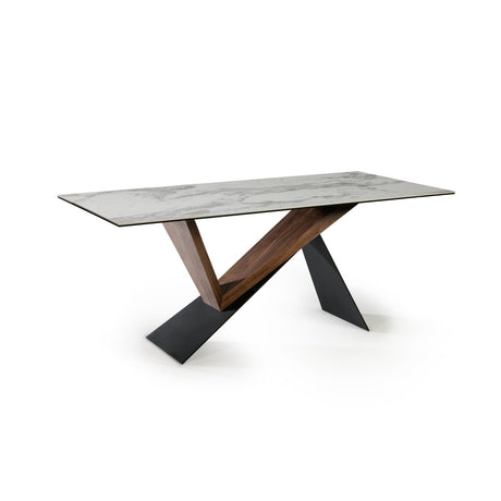 Mesa de comedor Schuller Noa negro y nogal madera 180x75cm ambiente