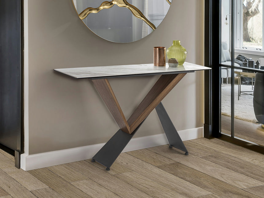 Consola Schuller Noa negro y nogal madera 130x78cm 742481
