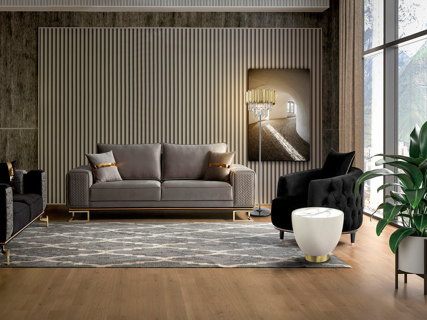 Mesa auxiliar Schuller Candy blanco y latón 45cm 745420