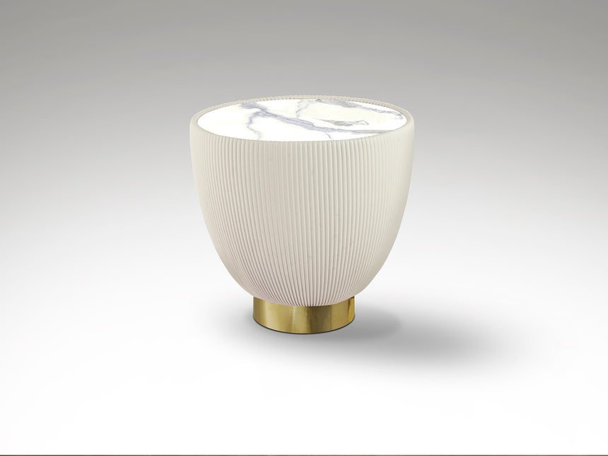 Mesa auxiliar Schuller Candy blanco y latón 45cm 745420 - vista 2