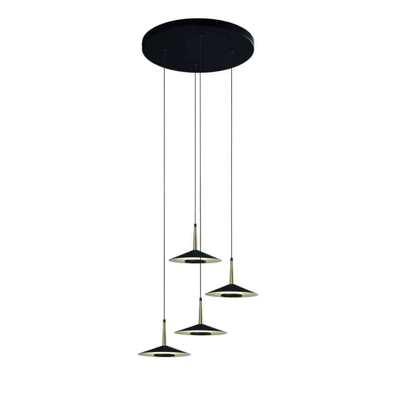 Mantra Orion Lámpara de techo colgante 4 luces negro y dorado 7476