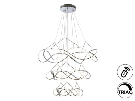 Lámpara de techo colgante de 3 aros Schuller Molly grande cromo 3000K regulable 763431D ambiente