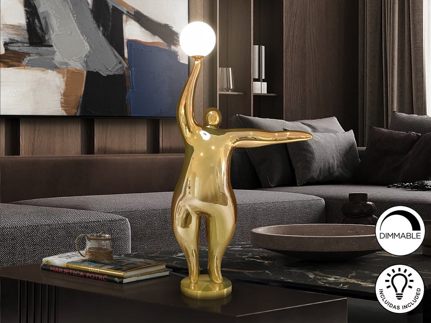 Lámpara de pie escultura bolas Schuller El Globo 1 luz oro brillo 3000K 81cm