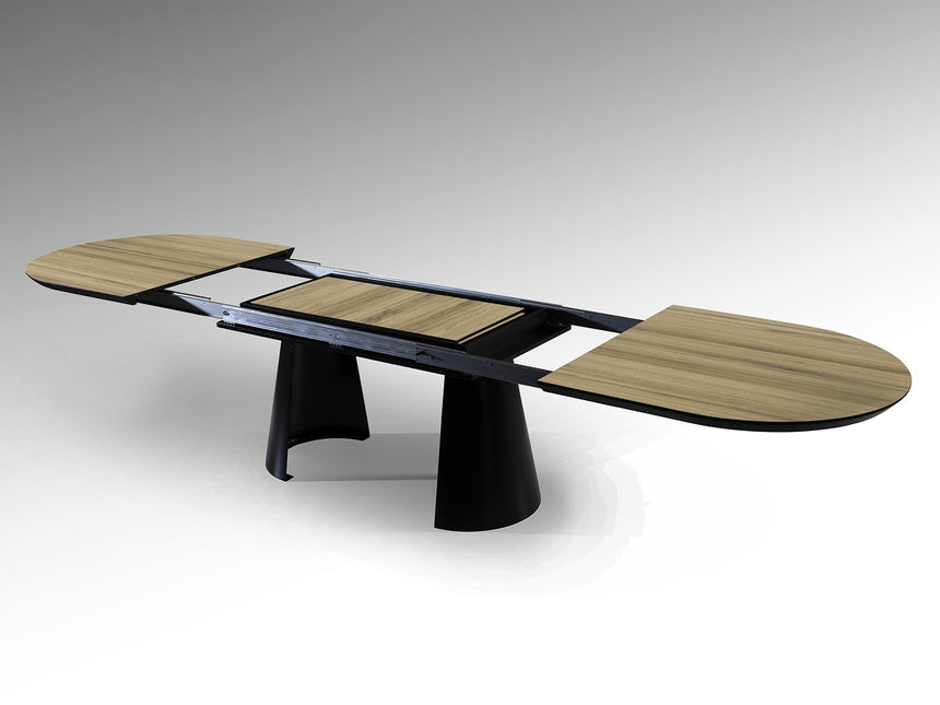 Mesa de comedor Schuller Capri negro y simil madera extensible 206x79cm vista 3