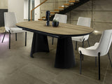 Mesa de comedor Schuller Capri negro y simil madera extensible 206x79cm 768614