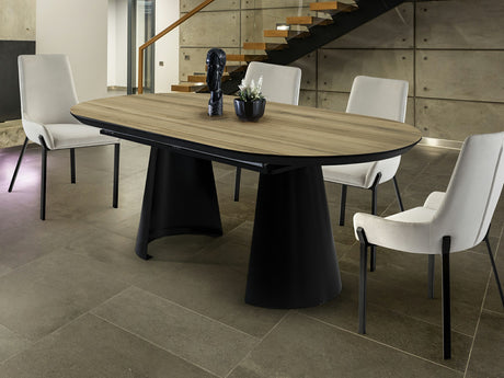 Mesa de comedor Schuller Capri negro y simil madera extensible 206x79cm 768614