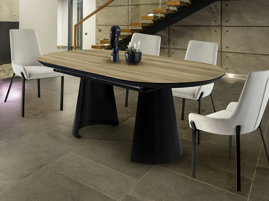 Mesa de comedor Schuller Capri negro y simil madera extensible 206x79cm 768614