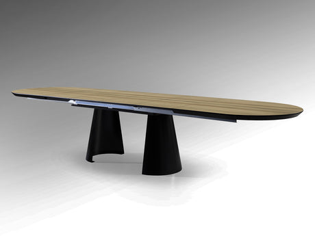 Mesa de comedor Schuller Capri negro y simil madera extensible 206x79cm vista 4