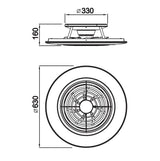 Mantra Alisio Plafón LED 70W Ventilador 35W negro 7800