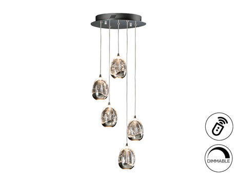 Lámpara de techo colgante Schuller Rocío 5 luces cromo 