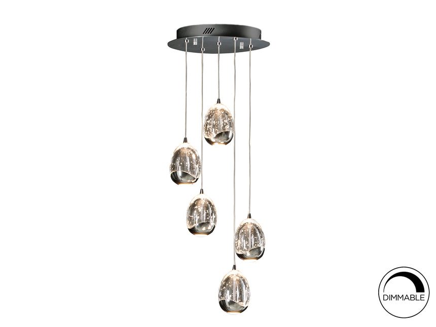 Lámpara de techo colgante Schuller Rocío 5 luces transp