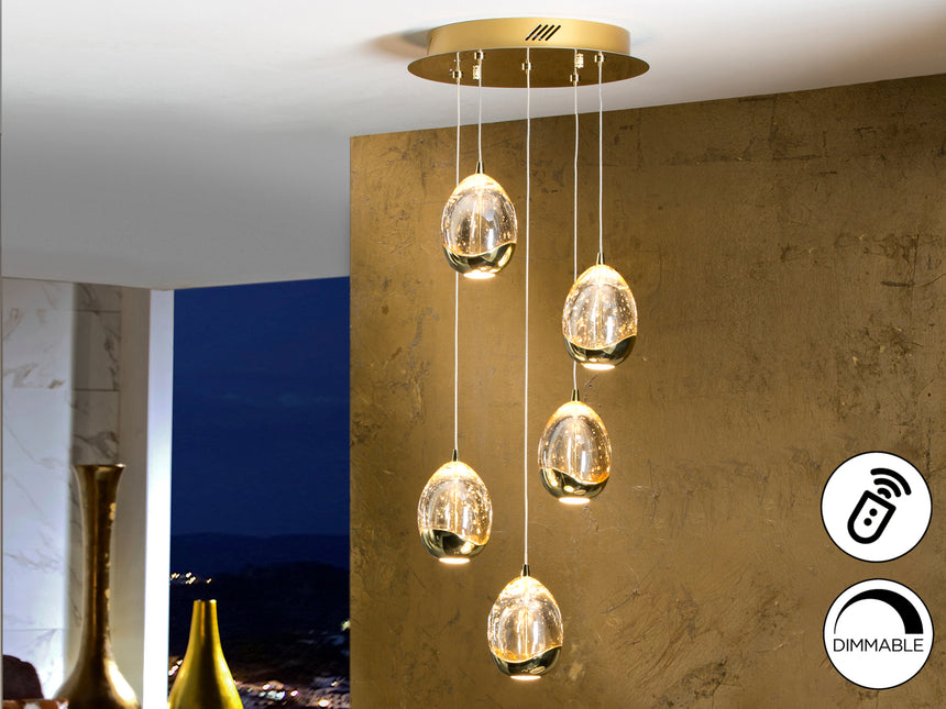 Lámpara de techo colgante Schuller Rocío dorado y champ - vista 2