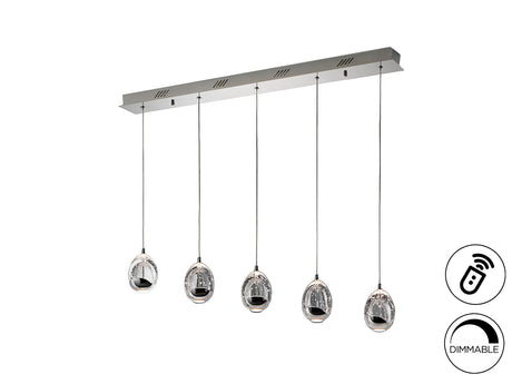 Lámpara de techo colgante Schuller Rocío 5 luces cromo 