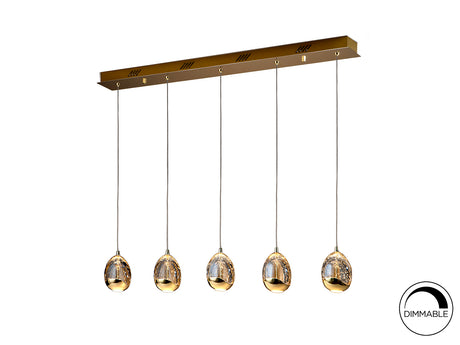 Lámpara de techo colgante Schuller Rocío 5 luces dorado