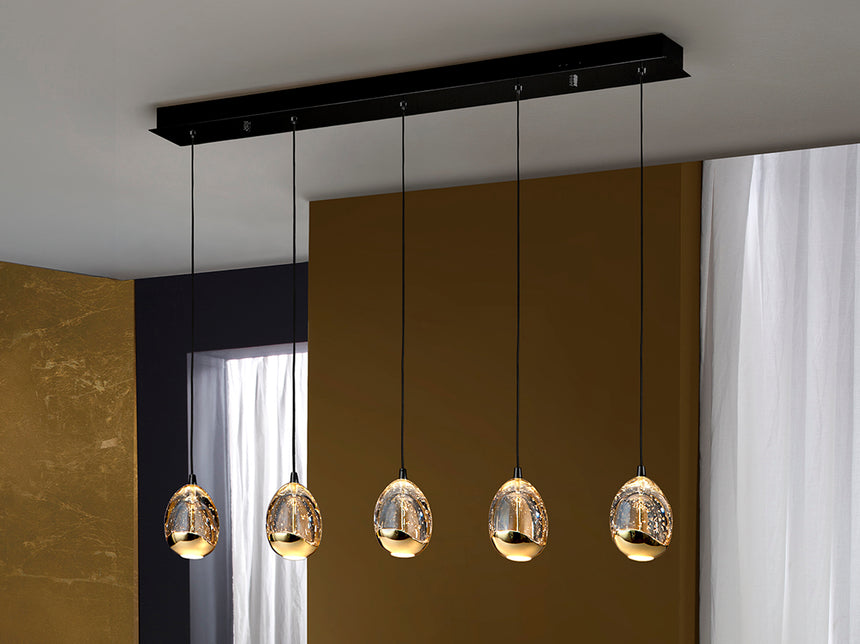 Lámpara de techo colgante Schuller Rocío 5 luces negro y oro brillo 3000K 783644 - vista alternativa