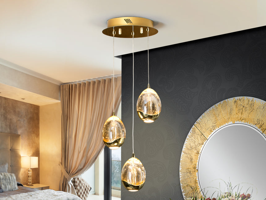 Lámpara de techo colgante Schuller Rocío 3 luces dorado - vista 2