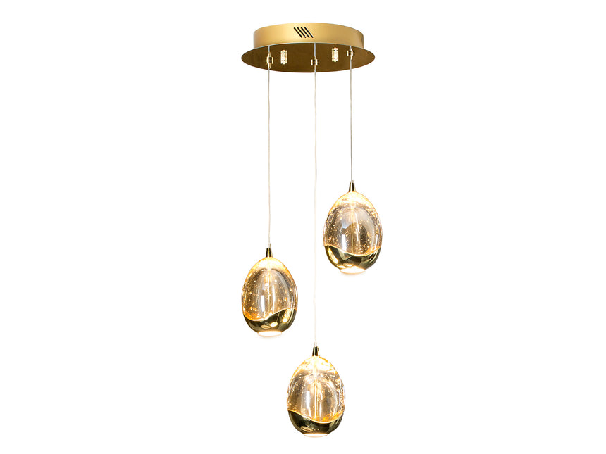 Lámpara de techo colgante Schuller Rocío 3 luces dorado