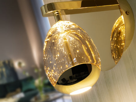 Lámpara aplique de pared Schuller Rocío LED 1 luz dorado y champán 3000K vista 1