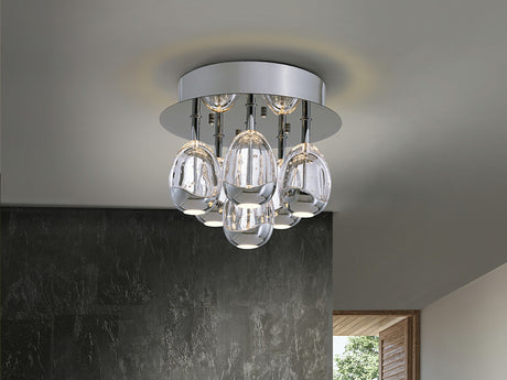 Plafón Schuller Rocío LED 6 luces cromo 3000K regulable Ø32cm 785532