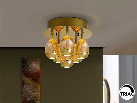 Plafón Schuller Rocío LED 6 luces dorado y champán 3000