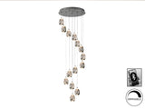 Lámpara de techo colgante Schuller Rocío grande 14 luces cromo regulable con mando 785635B