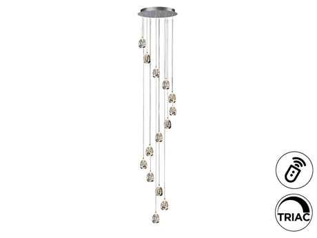 Lámpara de techo colgante Schuller Rocío grande 14 luces cromo 3000K regulable 785635GD ambiente