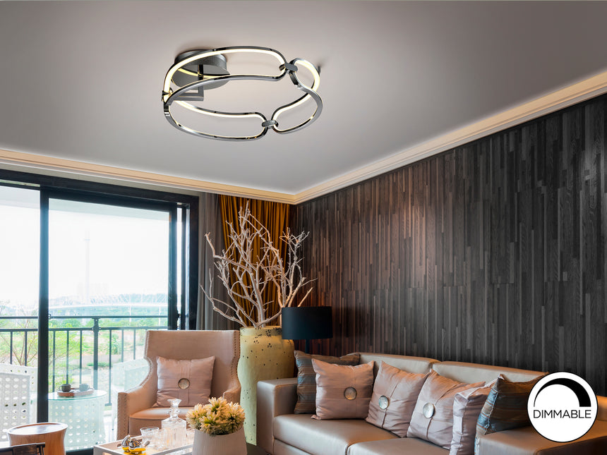 Plafón Schuller Colette LED cromo 3000K Ø47cm 786485