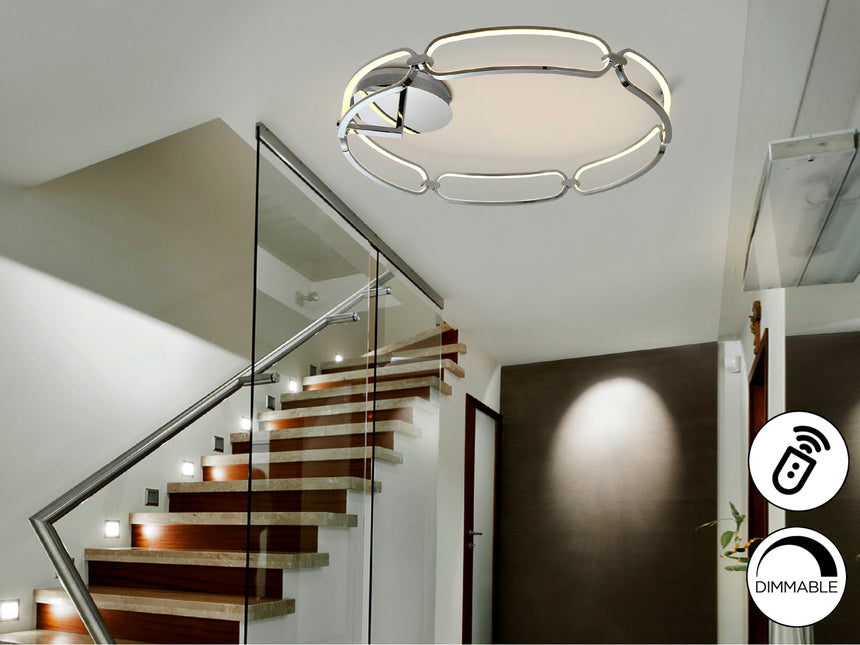Plafón Schuller Colette grande LED cromo 3000K regulabl