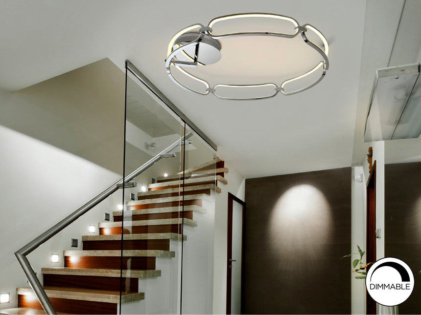 Plafón Schuller Colette grande LED cromo 3000K Ø80cm 78