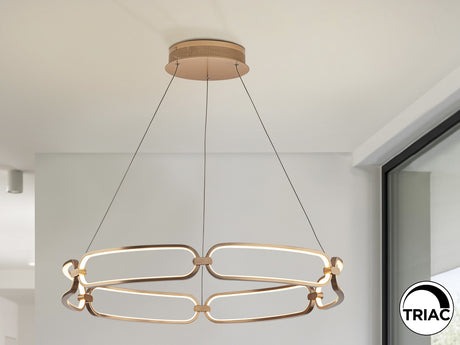 Lámpara de techo colgante Schuller Colette oro rosa 3000K Ø80cm